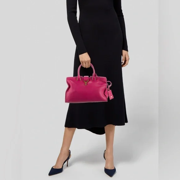 YSL Saint Laurent Classic Y Cabas Fuchsia Leather Satchel - Picture 8 of 16